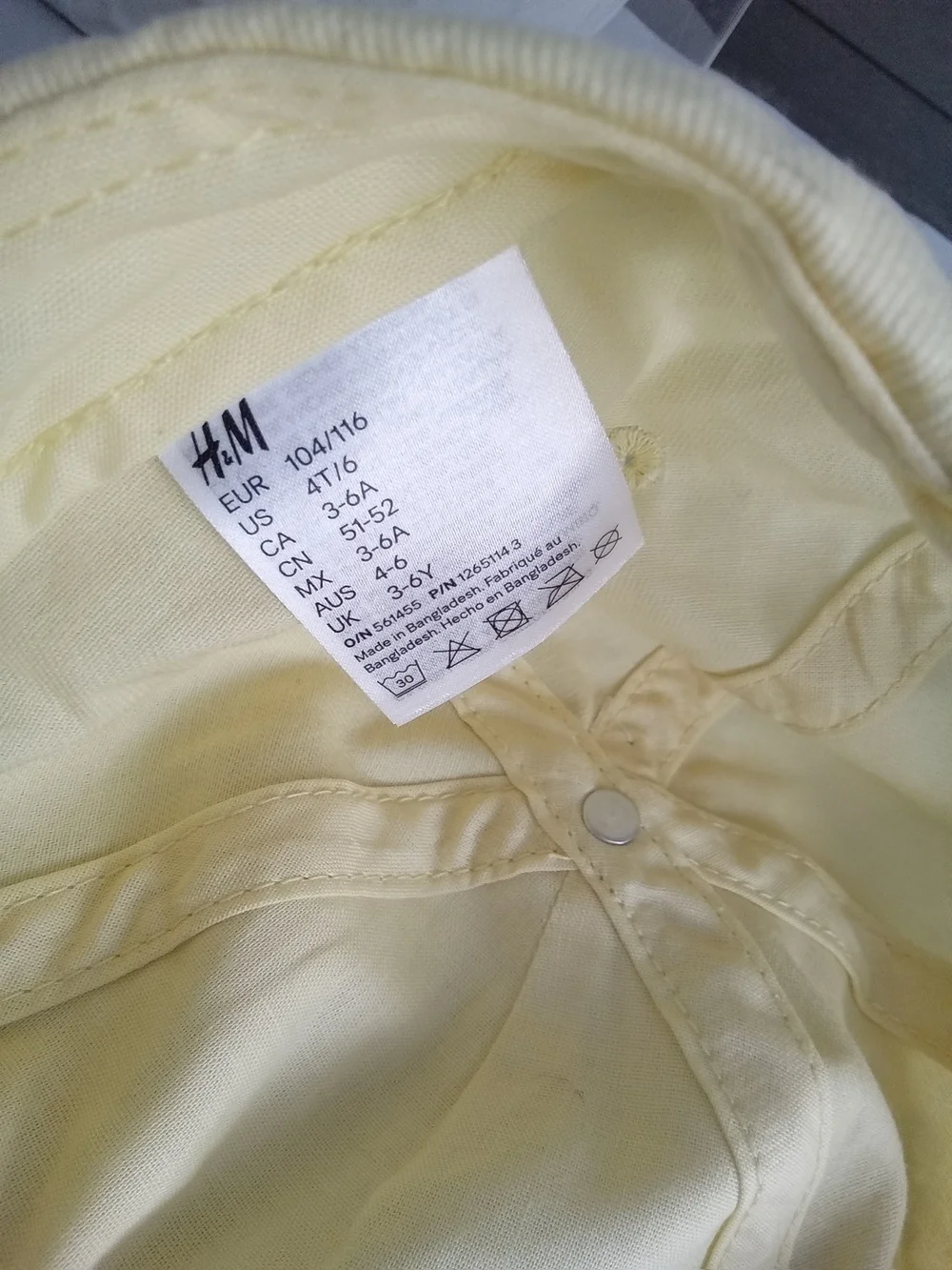 NWT H&M Kids Lemon Embroidered Baseball Cap Yellow 3-6Y